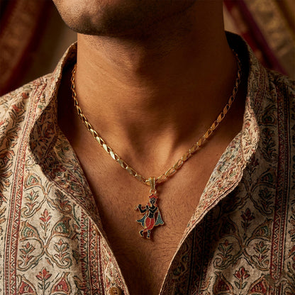 Lord Krishna Dancing Pendant Necklace with Designer Chain
