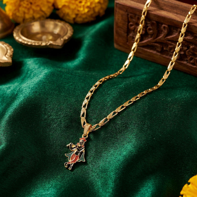 Lord Krishna Dancing Pendant Necklace with Designer Chain