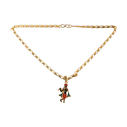Lord Krishna Dancing Pendant Necklace with Designer Chain