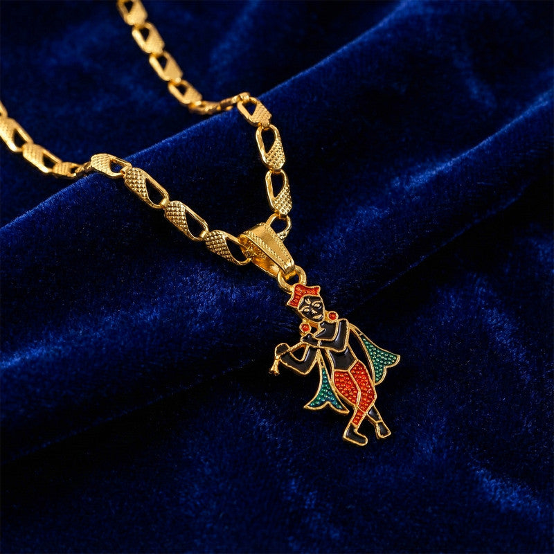 Lord Krishna Dancing Pendant Necklace with Designer Chain