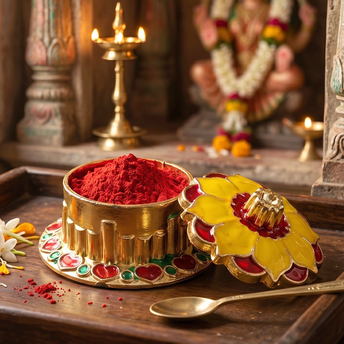 Close-up of kumkum box design