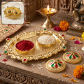 Decorative Golden Kankavati Kumkum Holder with Meenakari Lids (1 Pc)