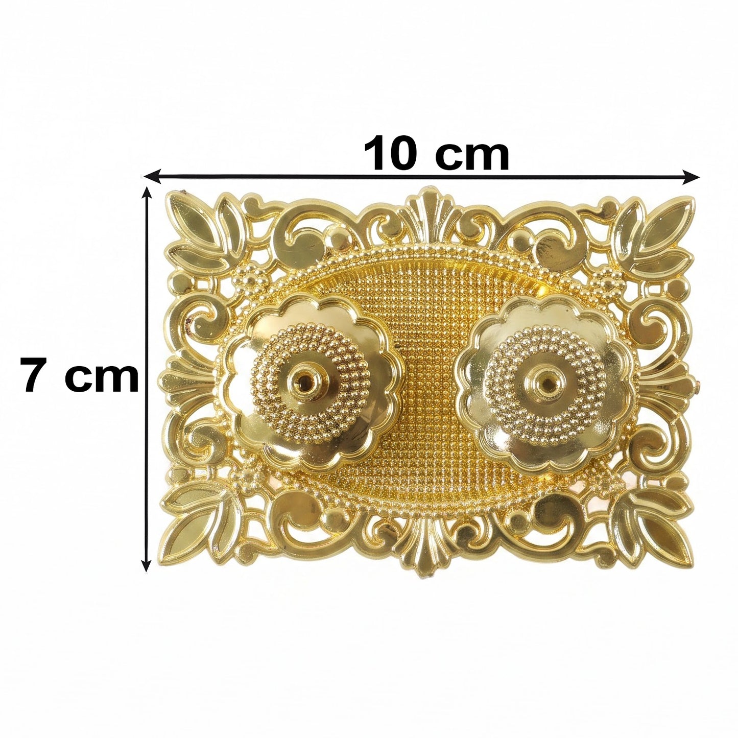 Golden Kankavati Kumkum Holder with Carved Frame and Lids (1 Pc)
