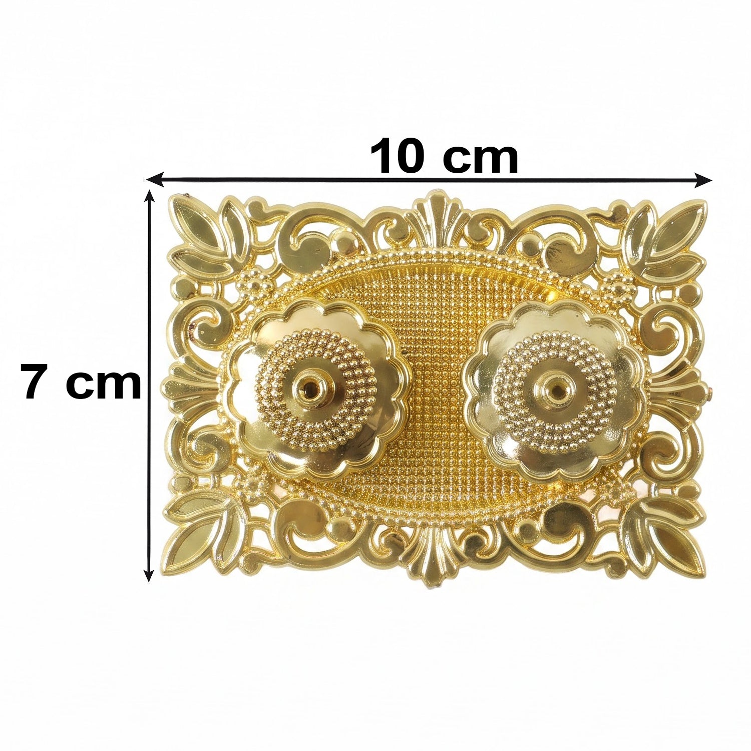Golden Kankavati Kumkum Holder with Carved Frame and Lids (1 Pc)