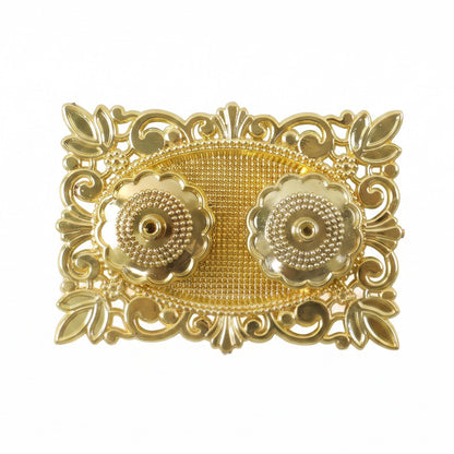 Golden Kankavati Kumkum Holder with Carved Frame and Lids (1 Pc)