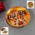 Peacock Meenakari Pooja Tray – Elegant Gold-Tone with Kumkum Bowls