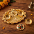 Ganesh Kumkum Holder, Elegant Meenakari Pooja Accessory