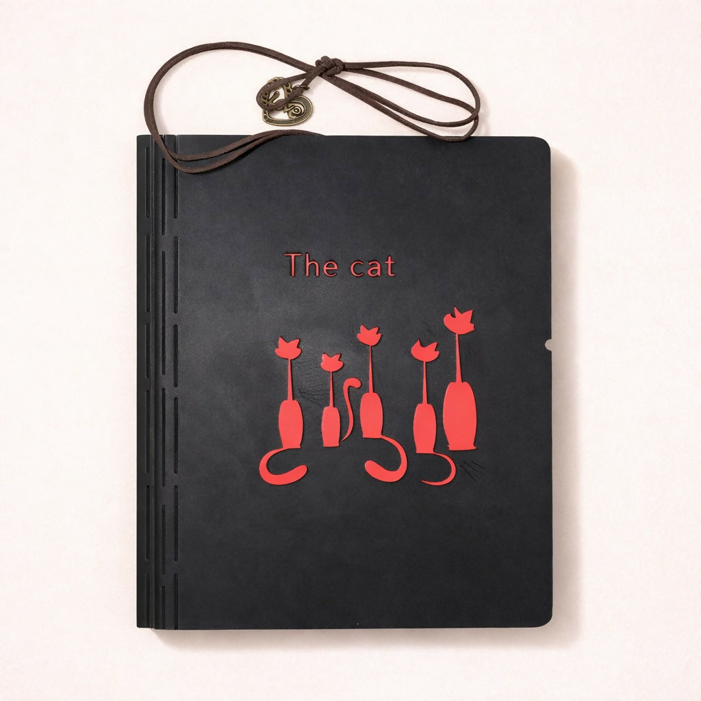 Cat Theme Scrapbook Memory Album with Ring Binding for Photos & Notes