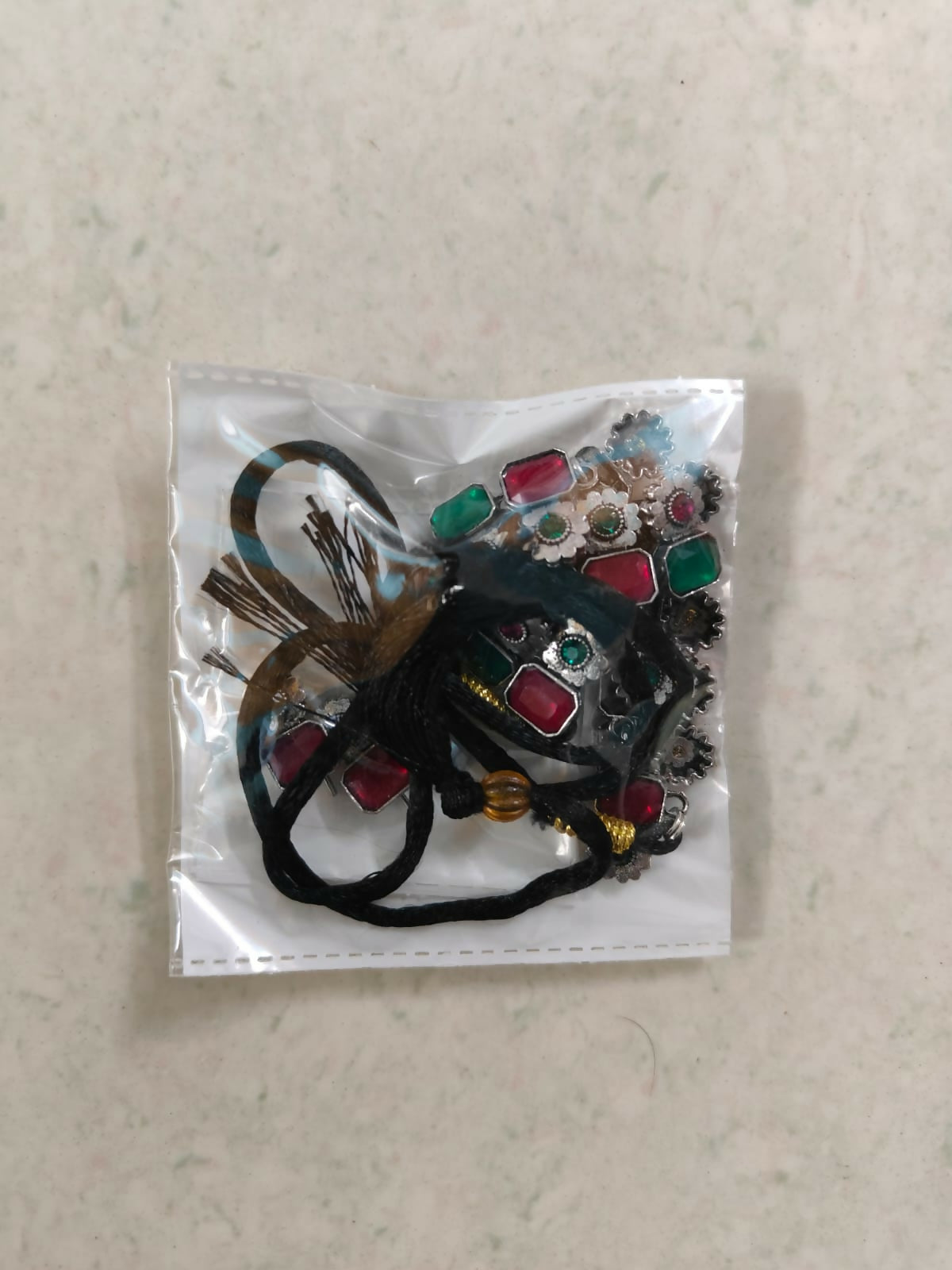 Dual-Tone Oxidized Choker Set with Pink and Green Stones