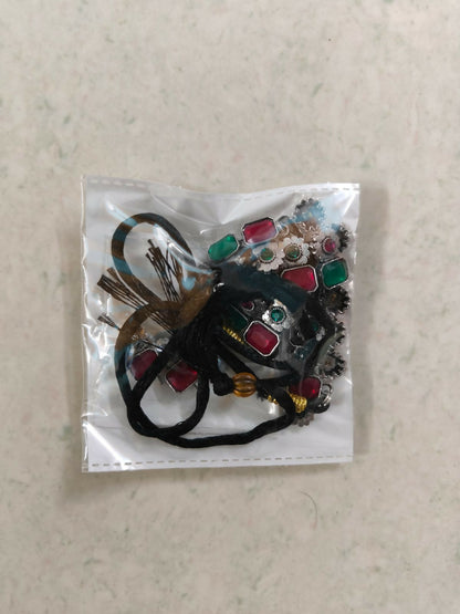 Dual-Tone Oxidized Choker Set with Pink and Green Stones