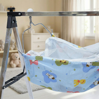Baby hammock cradle with colorful breathable fabric and stable foldable stand