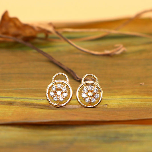 Dainty Gold Lock & Key Stud Earrings with AD for women & girls