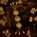Gold-Plated Mirror Kundan Bracelet Watch for Women | Ethnic Pearl Tassel Wristwatch