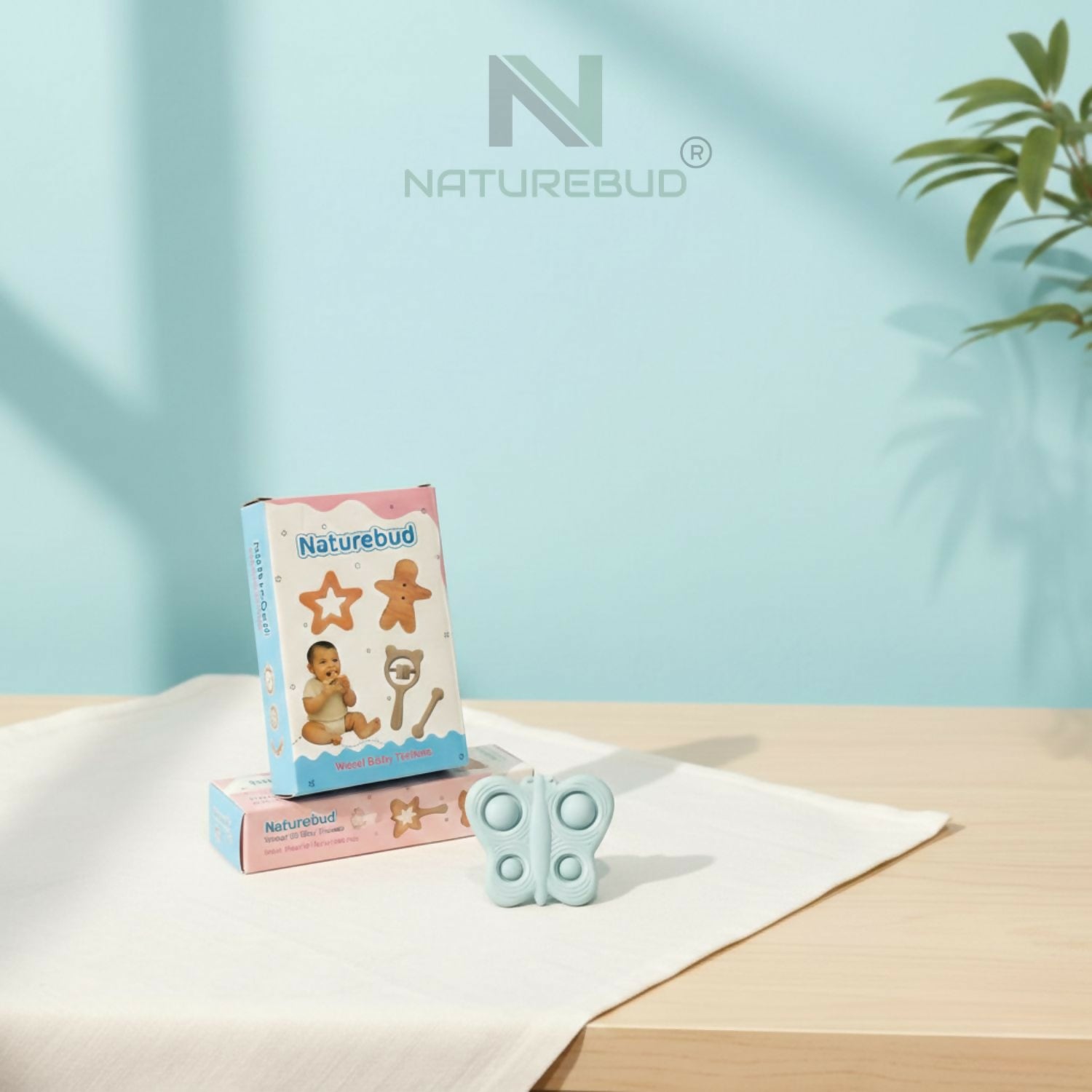 Butterfly shaped pop it silicone teether