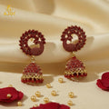 Red Stone Bridal Jhumka Earrings – Premium Festive Elegance