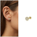 Gold Pleated AD Flower Flat Back Stud Earring – Comfortable Elegant Jewelry