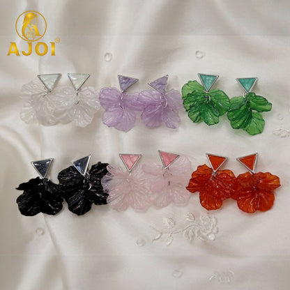 Elegant floral gemstone drop earrings in varied colors