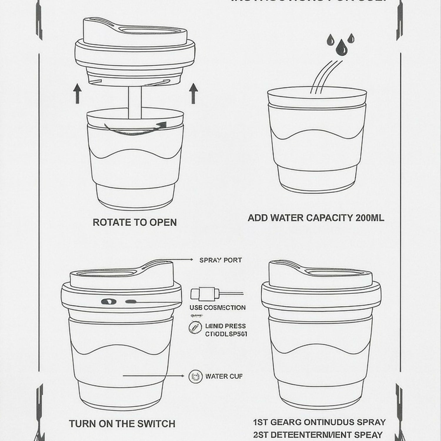 USB Coffee Cup Mini Humidifier 200ml Portable Mist Maker for Car & Office