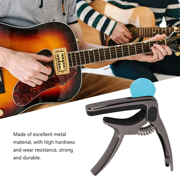 પિકઅપ સ્ટેન્ડ સાથે ગિટાર કેપો, એકોસ્ટિક અને ઇલેક્ટ્રિક ગિટાર યુકુલેલે મેન્ડોલિન બેન્જો ગિટાર એસેસરીઝ માટે સોફ્ટ પેડ
