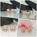 Rose Gold Stud Earrings Combo – 4 Stylish Designs with CZ Stones