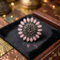 Vintage Pink Stone Floral Statement Ring for Women | Elegant Party Jewellery