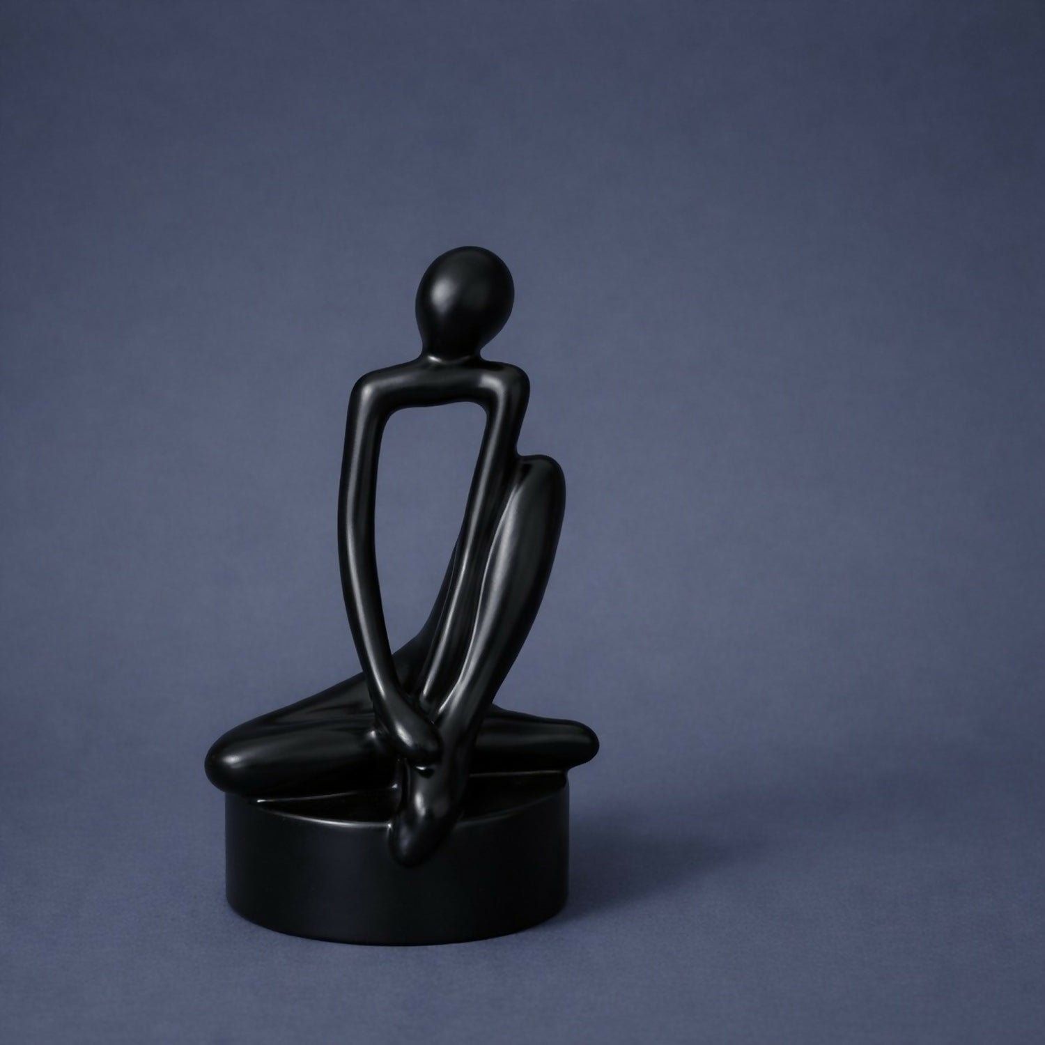 Abstract Sitting Man poly-resin Sculpture Black Modern Home Decor Showpiece