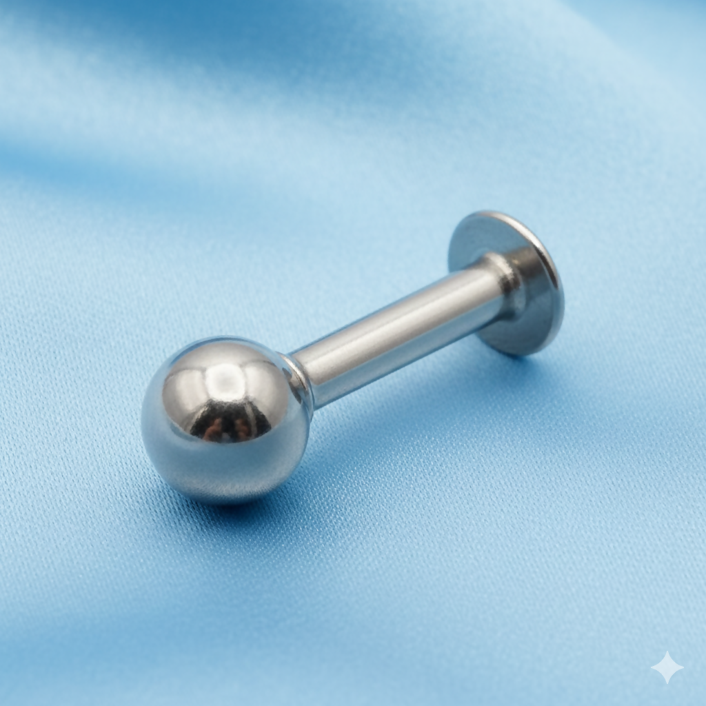 silver plated Back Stud Earring Internal Thread Labret for women and girls