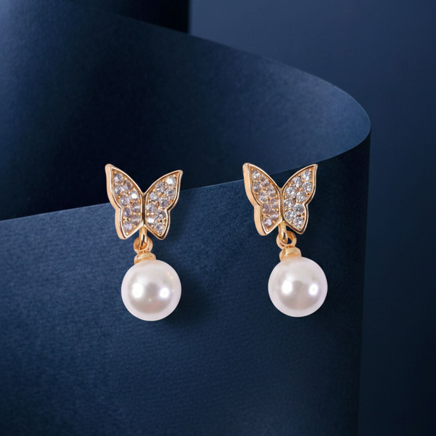 Elegant Gold Finish Stone Studded Hoop Earrings for Women & Girls