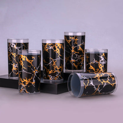 Black Printed Unbreakable glass (pack of 6 )