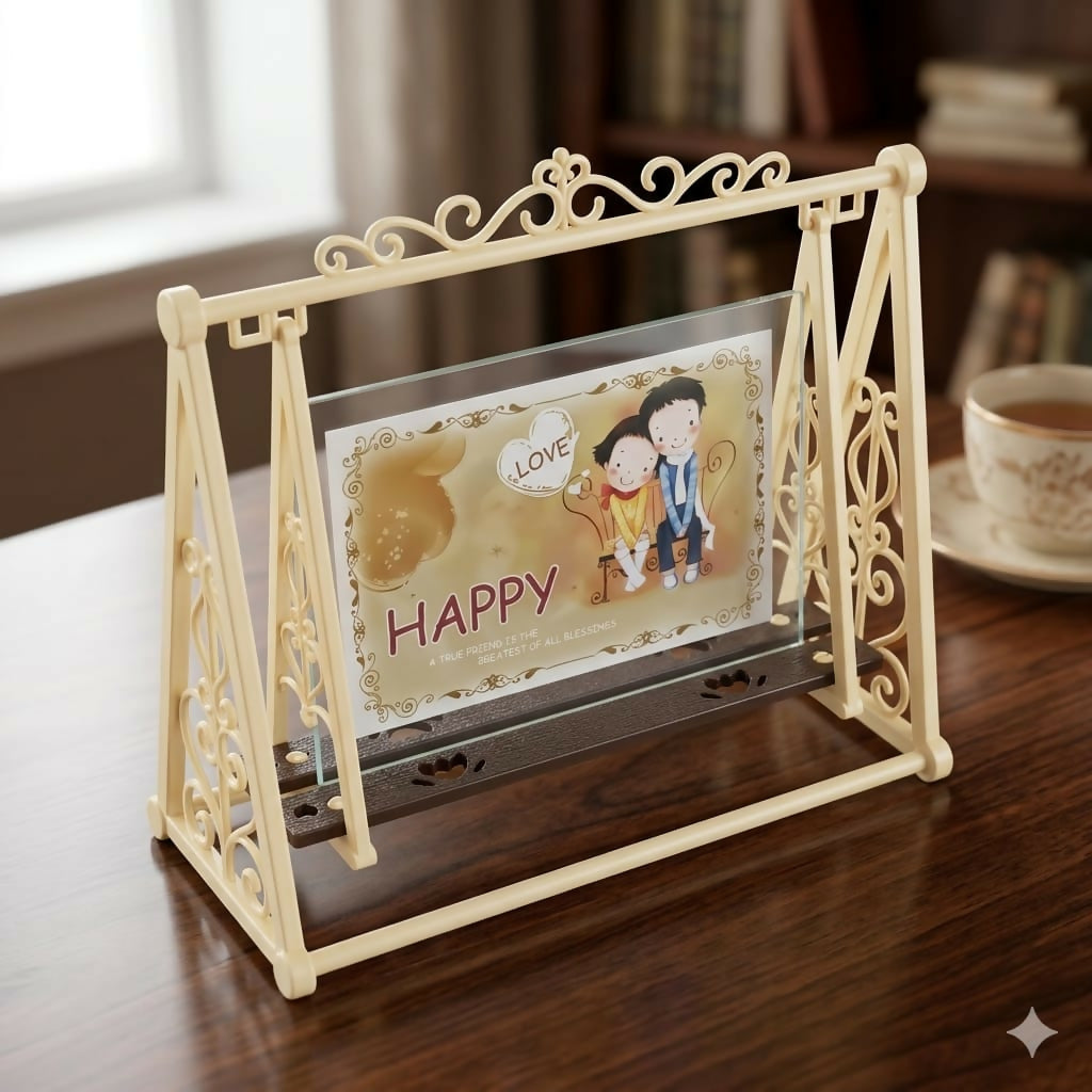 Close-up of vintage style swing photo frame design
