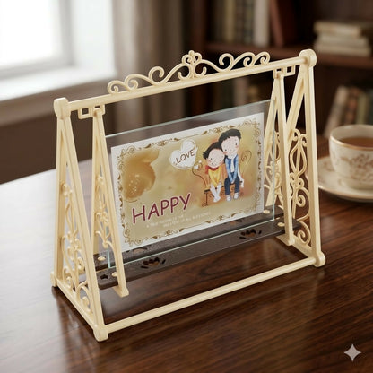 Close-up of vintage style swing photo frame design