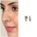 Clip-On Nose Pin Set – Gold Floral & Silver CZ Studs Combo