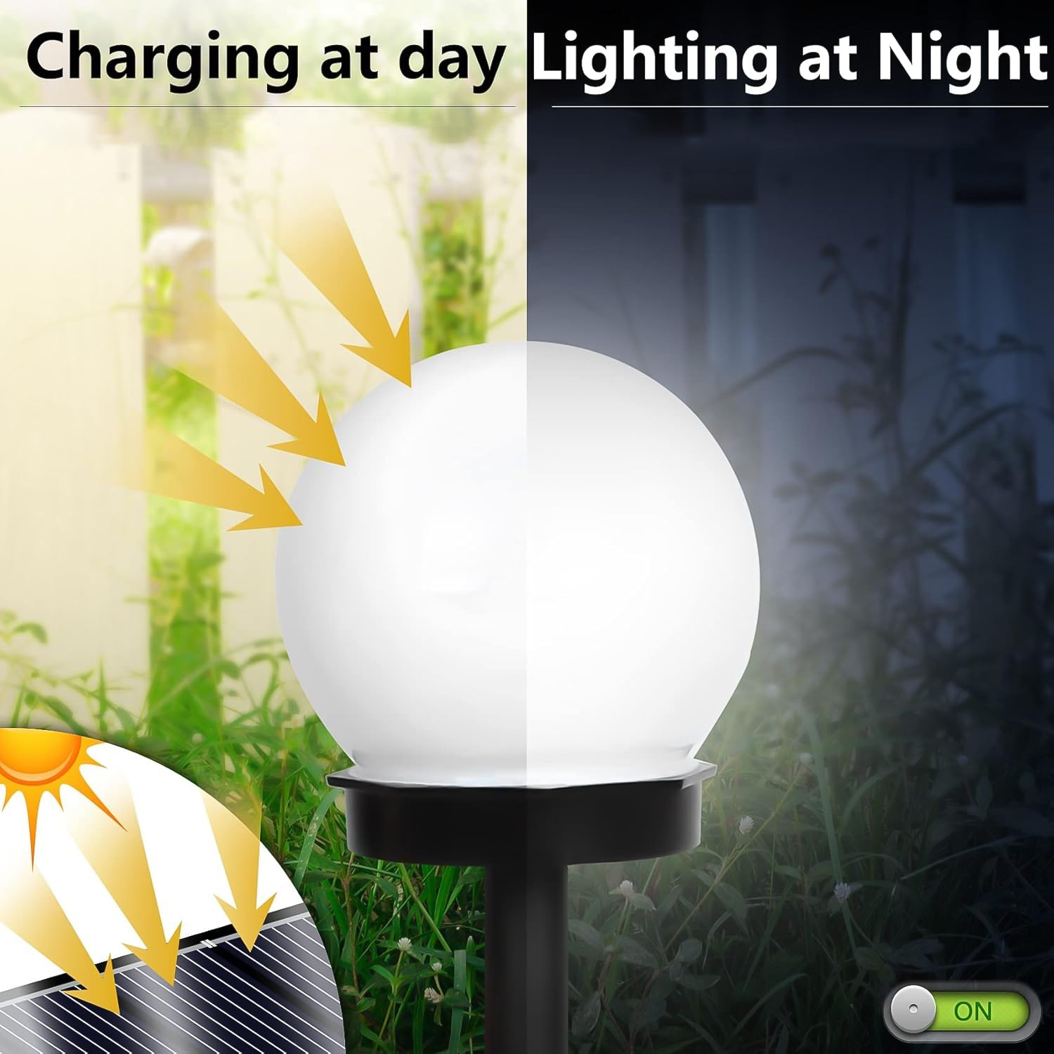 Solar-Powered LED Garden Globe Pathway Light (1 Pc)