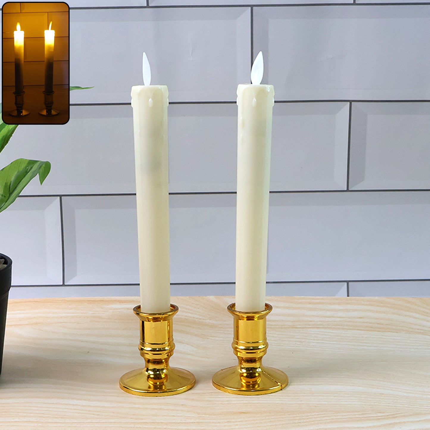 Set of 2 LED Flameless Taper Candles