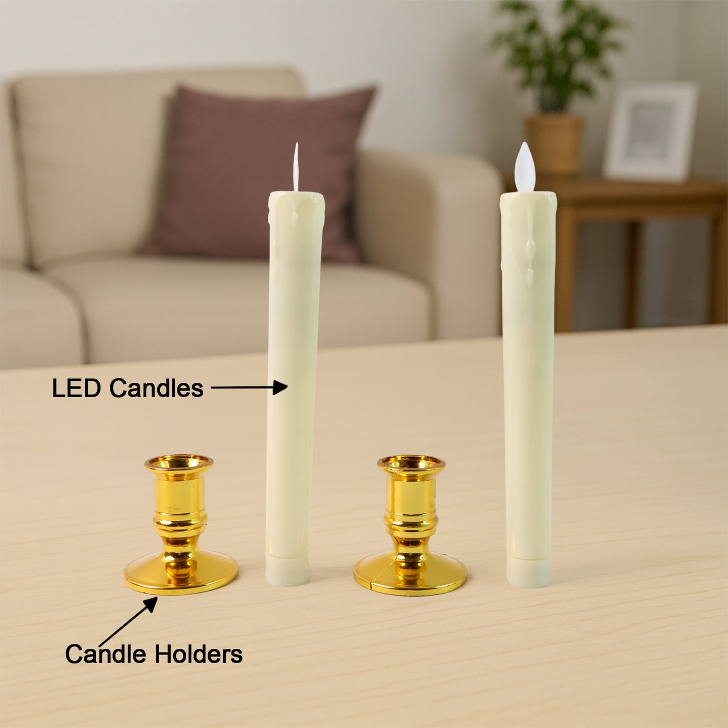 Set of 2 LED Flameless Taper Candles