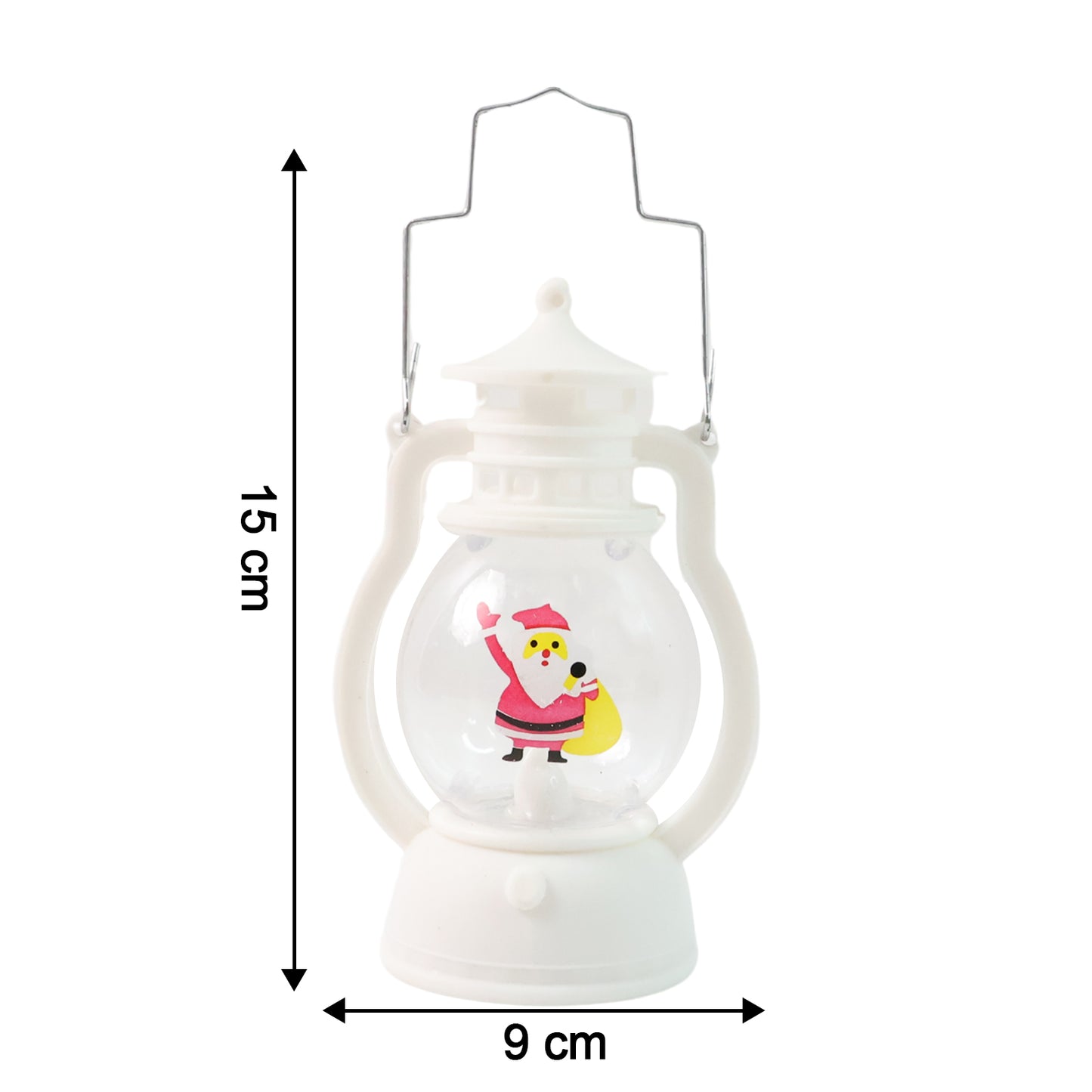 Mini LED Decorative Lantern with Santa Figurine & Handle (1 Pc)