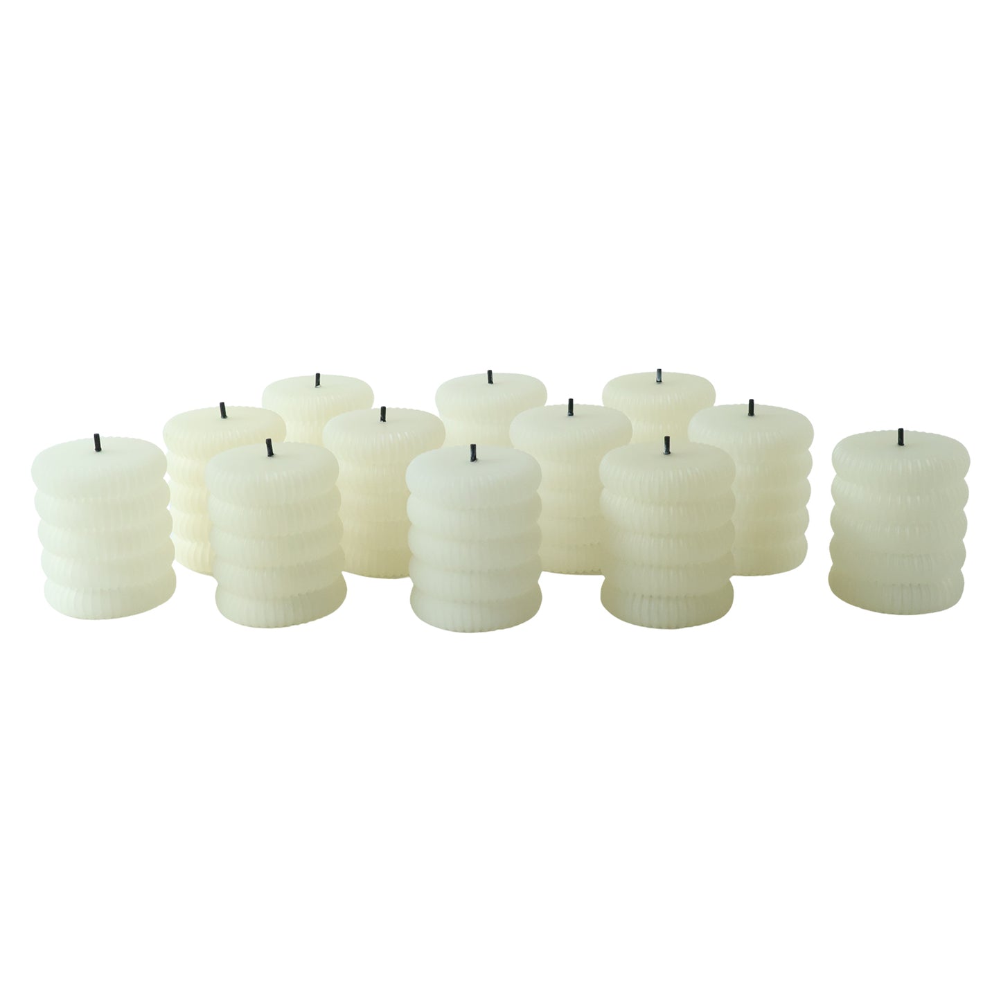 Decorative Flameless LED Candle Set Ribbed Pillar Warm Glow Light (12 Pc)