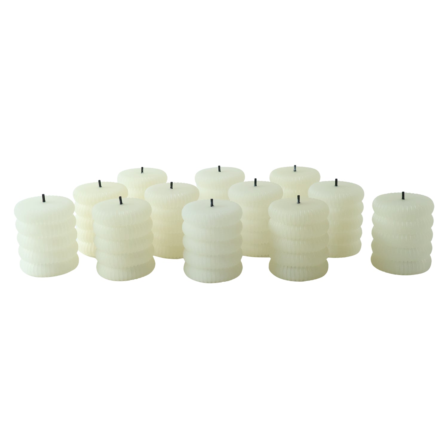 Decorative Flameless LED Candle Set Ribbed Pillar Warm Glow Light (12 Pc)