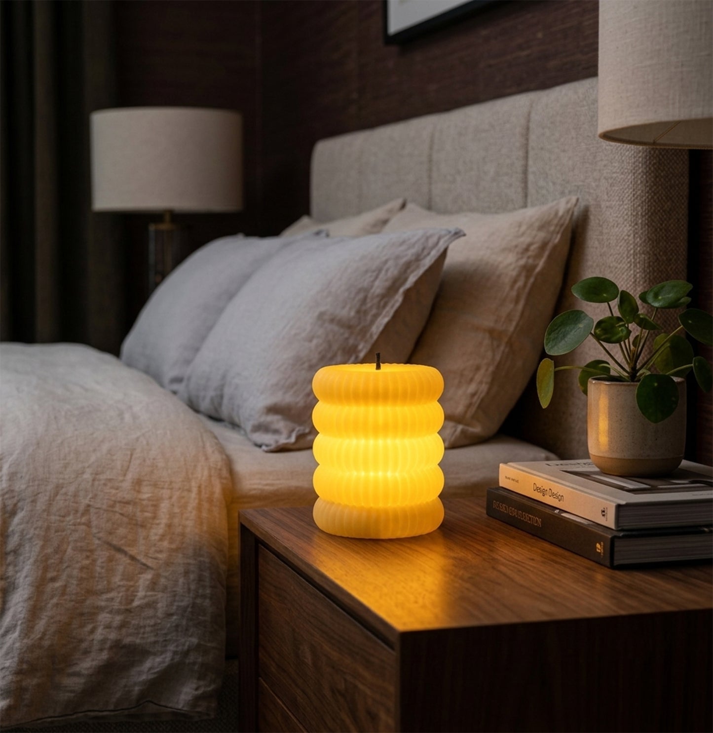 Decorative Flameless LED Candle Set Ribbed Pillar Warm Glow Light (12 Pc)