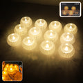 LED Crystal-Effect Flameless Candles – Set of 12 Battery-Operated Tealights