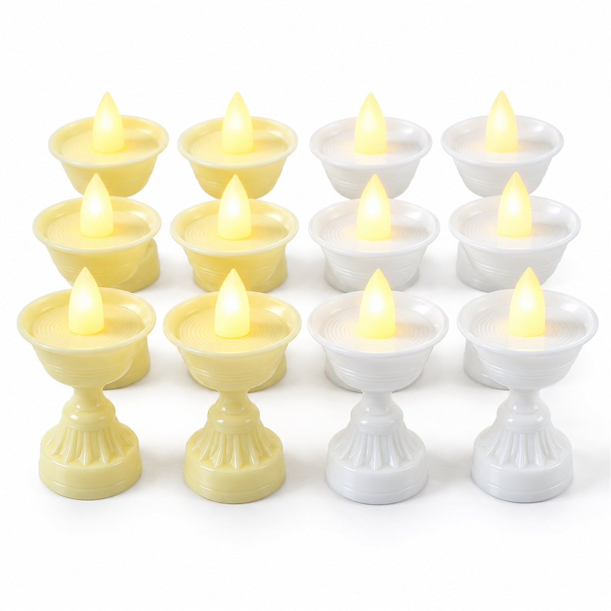LED Flameless Decorative Diyas for Festive Home and Pooja Decoration (12 Pc Set)