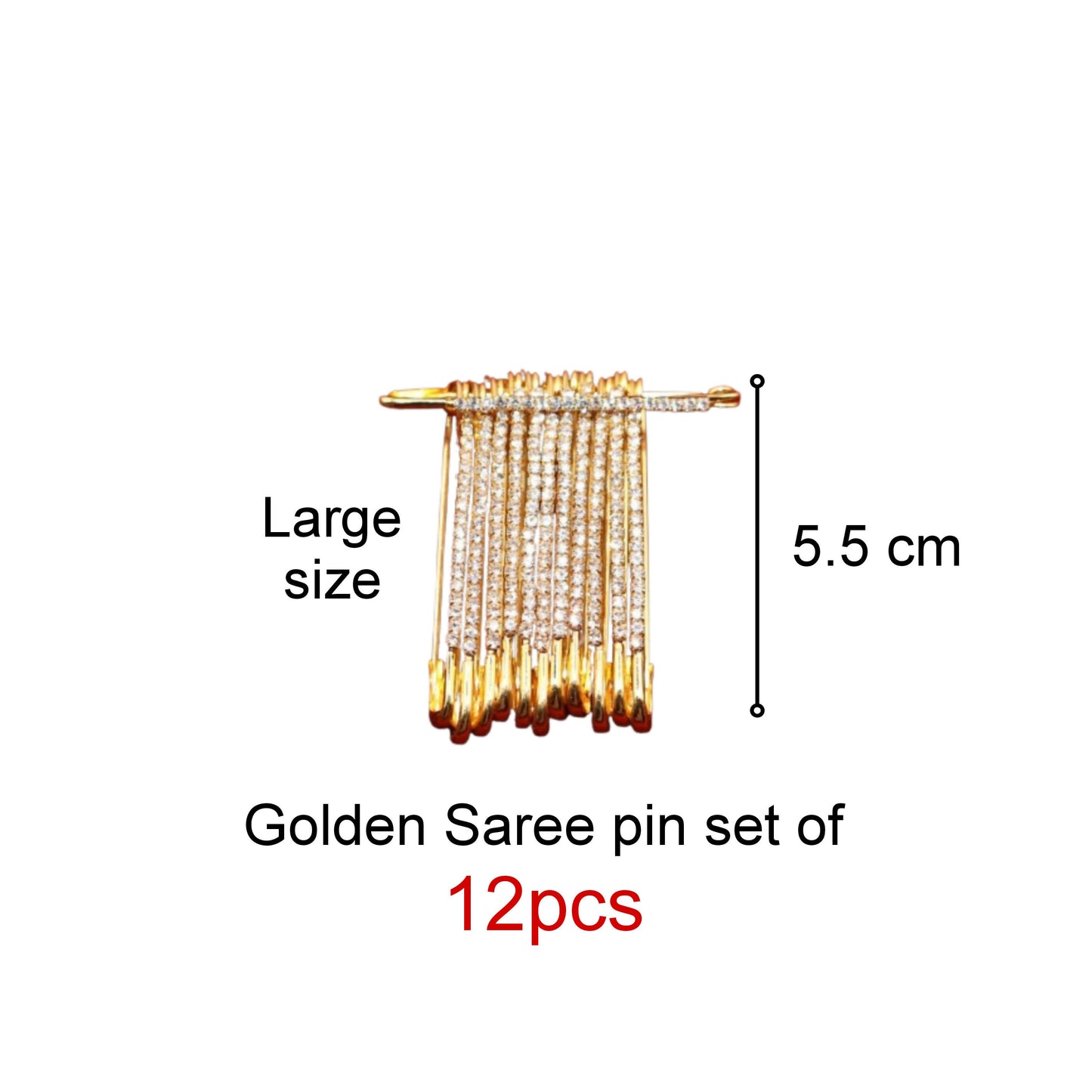 Gold Crystal Dangle Saree Pin Brooch - Chic Rhinestone Cascade Pin