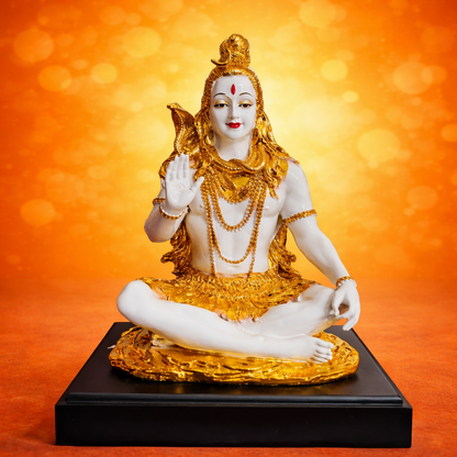 Lord Shiva Meditating Idol with Golden Finish Decorative Showpiece