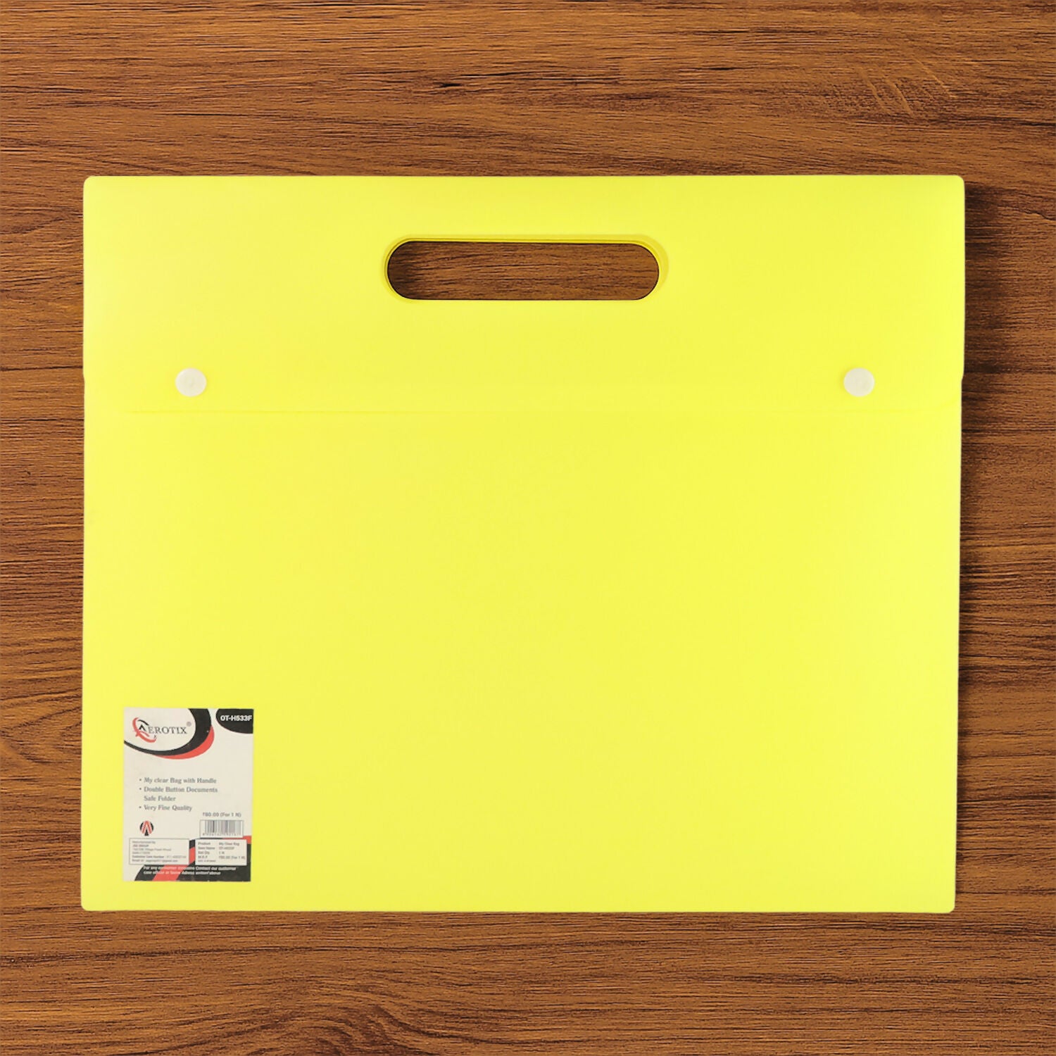 Mix Design A4 Plastic Document Folder with Handle – Button Closure Carry File for Office & School (1 Pc)