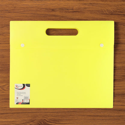 Mix Design A4 Plastic Document Folder with Handle – Button Closure Carry File for Office & School (1 Pc)