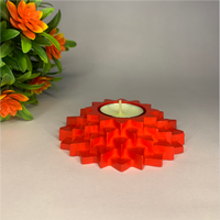 Flower 5-Layer Diya red tealight candle Elegant Home Decor Handmade