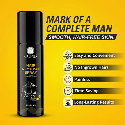 Men Hair Removal Spray with Aloe Extract for Smooth Skin Fast Effective Action (50 Ml)