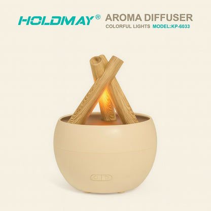 Campfire Flame Aroma Diffuser with LED Light & Mist | Stylish Home Humidifier