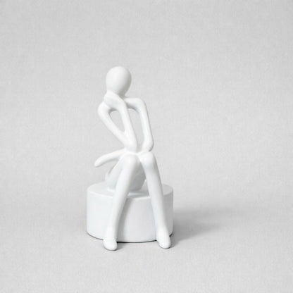 Abstract Thinking Man poly-resin Sculpture Modern White Showpiece for Home Decor