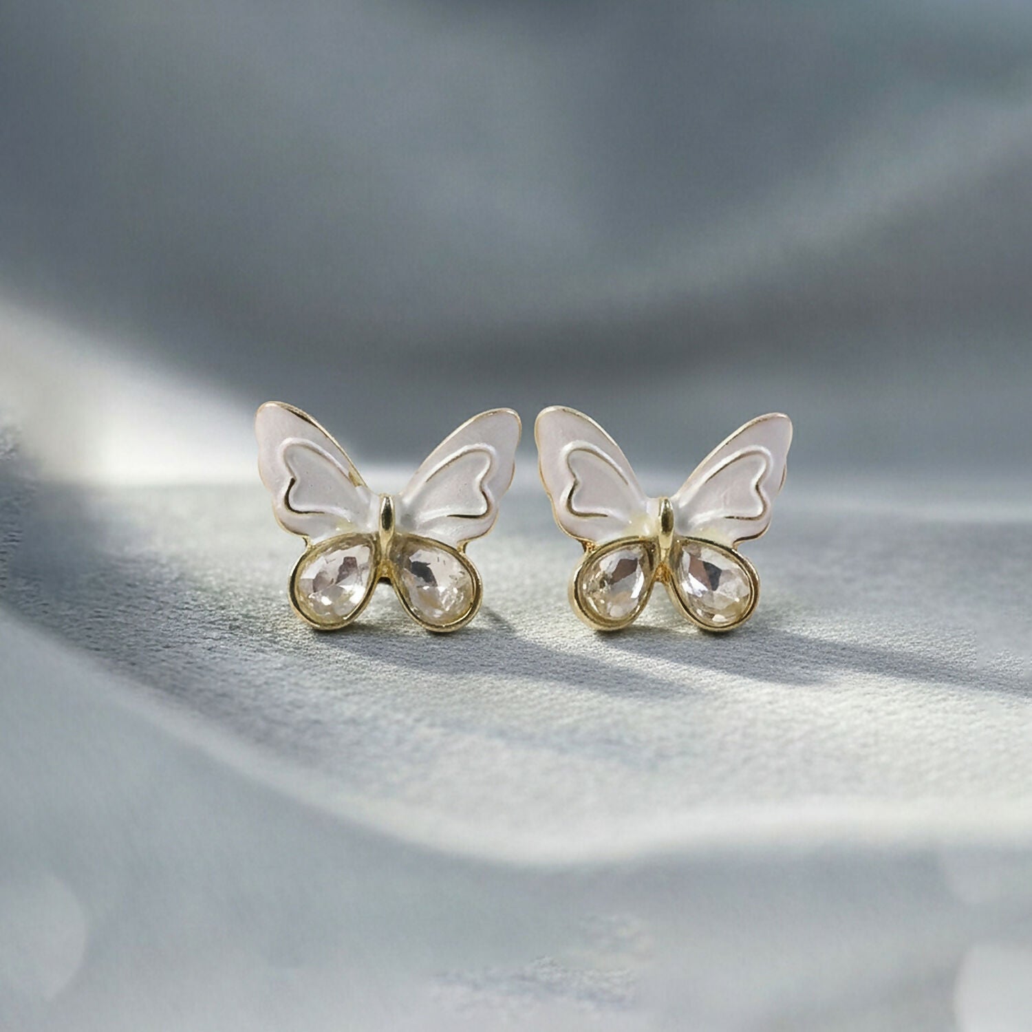 Elegant Crystal Butterfly Stud Earrings for Women And Girls
